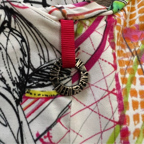 SAVE THE QUEEN Made in Italy Halter Abstract Print Multi-color Dress - Picture 9 of 10